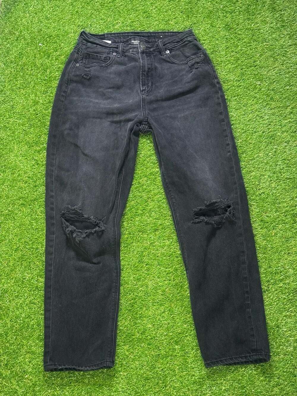 American Eagle Comfort Stretch Waistband Distressed Black Jeans Size 2